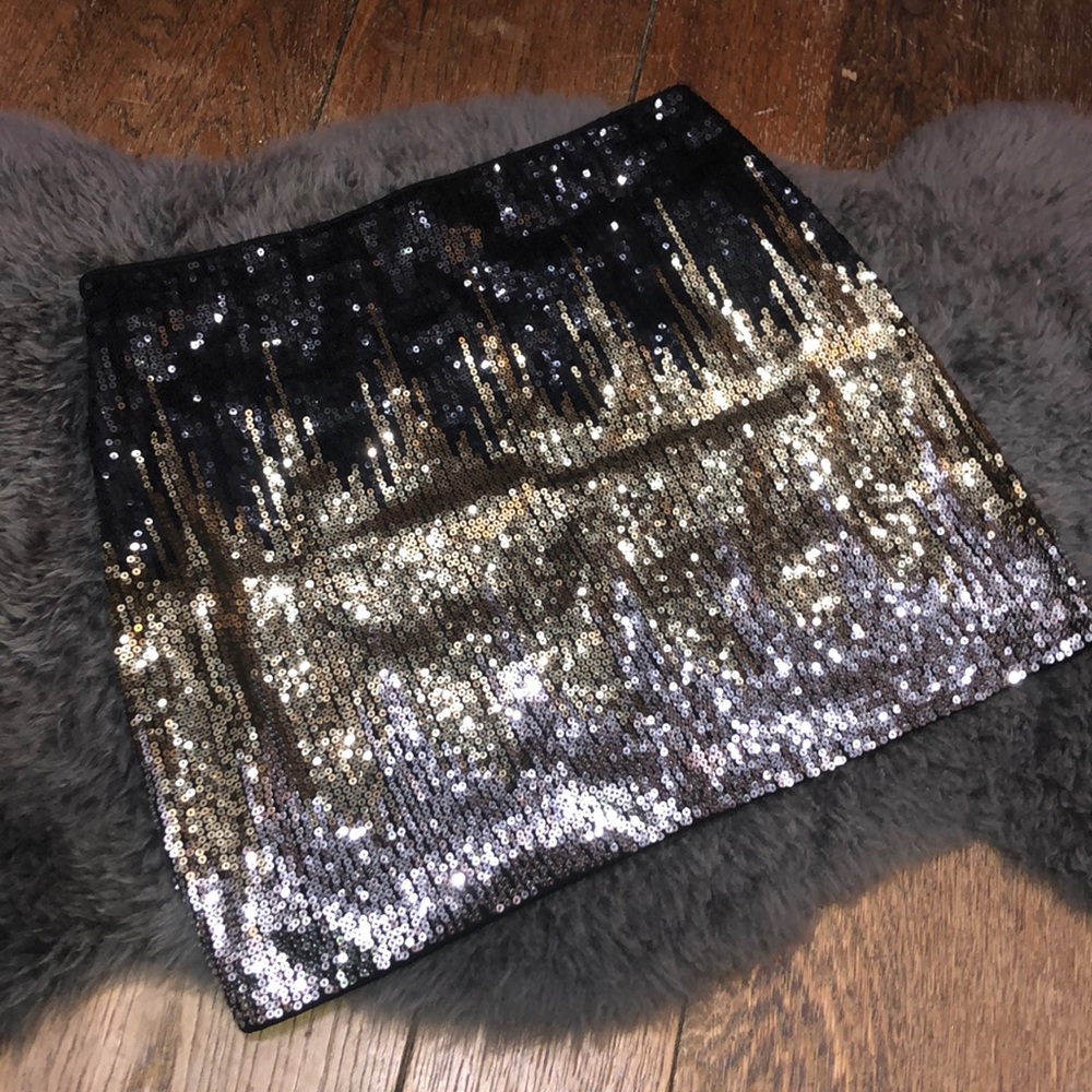 H&M black/ gold/ silver sequin skirt